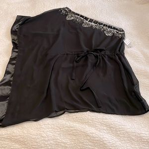 Forever 21 Jeweled Black Chiffon One Shoulder Top Small NWT